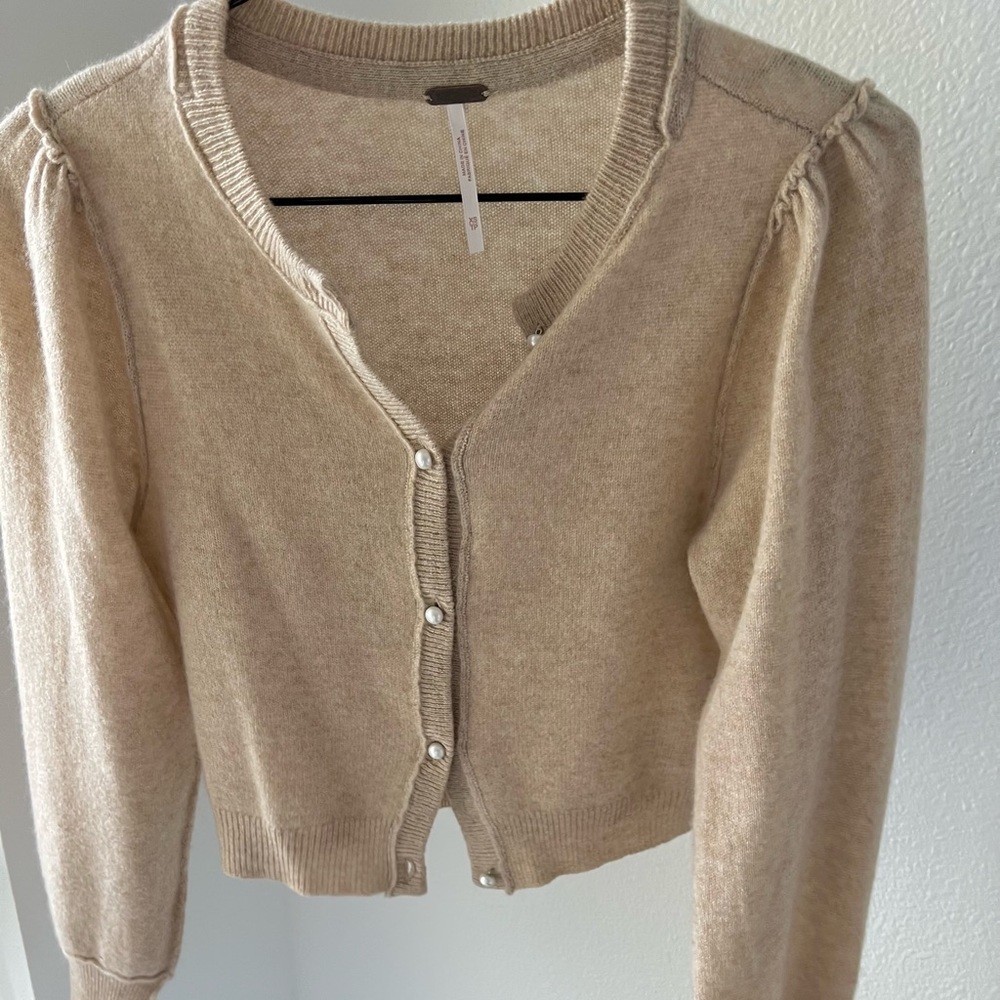 Free People Cashmere Cardigan Pearl Buttons